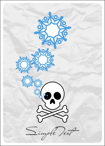 Abstract vectorillustratie van een schedel en sneeuwvlokken. — Stockvector