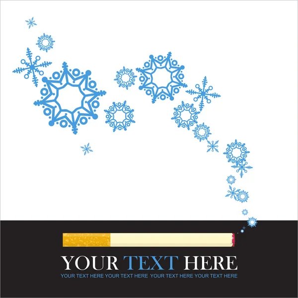 Abstract vector illustration of cigarette and snowflakes. — Stock Vector