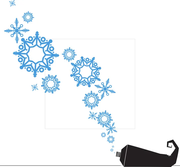 Abstract vector illustration of tube and snowflakes — Stock Vector