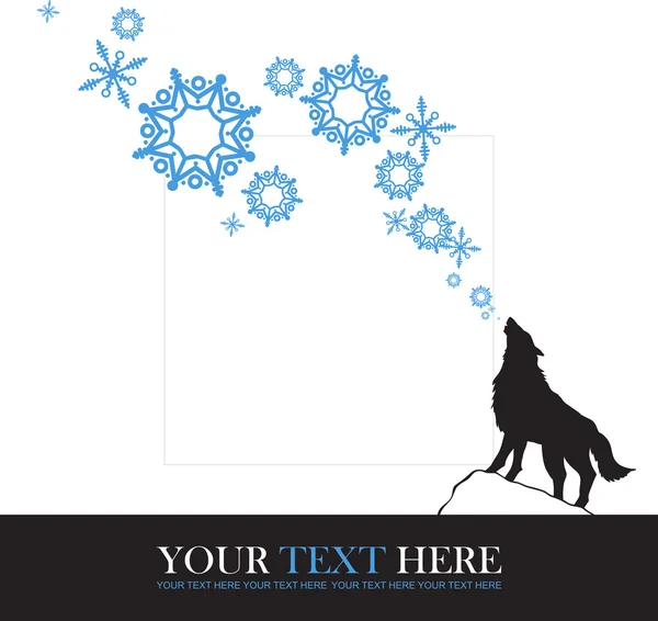 Illustrazione astratta vettoriale del lupo e dei fiocchi di neve . — Vettoriale Stock