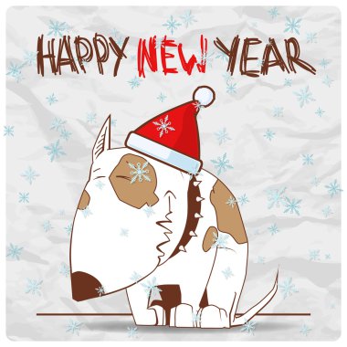 komik köpek karakteri ile tebrik Noel kartı. vektör çizim