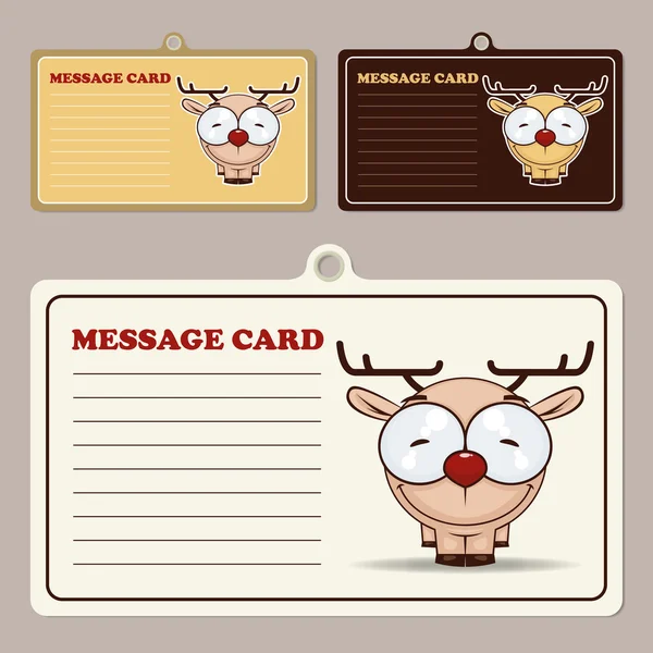 Vektör mesaj kartları ile karikatür geyik karakter kümesi. — Stok Vektör