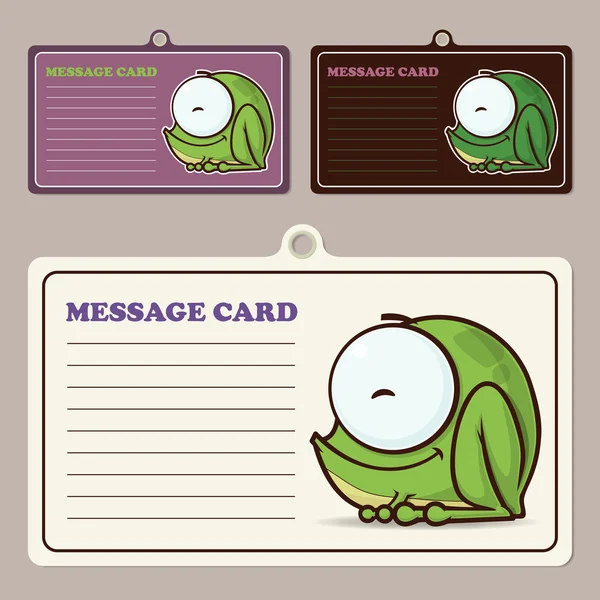 Conjunto de tarjetas de mensaje vectorial con personaje de rana de dibujos animados . — Vector de stock