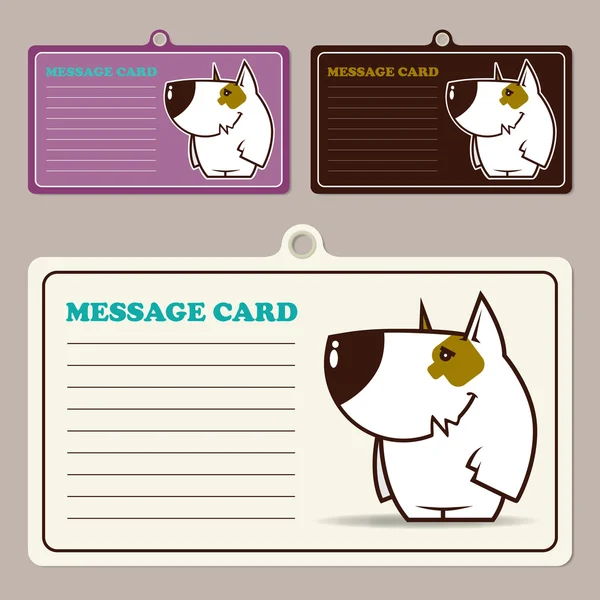 Set of vector message cards with cartoon doggy character. — Stock Vector