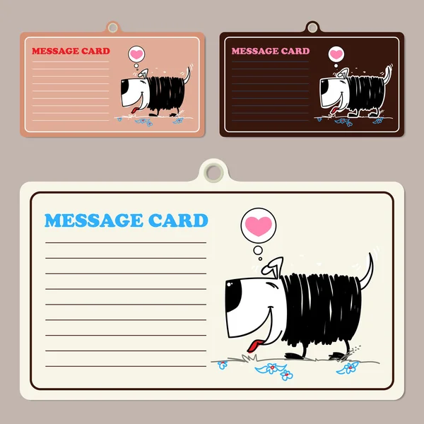 Vektor üzenet kártyákat a kutyus rajzfilmfigura. — Stock Vector