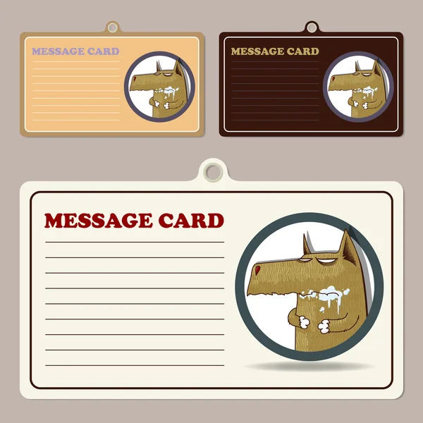 Conjunto de tarjetas de mensaje vectorial con personaje de lobo de dibujos animados . — Vector de stock