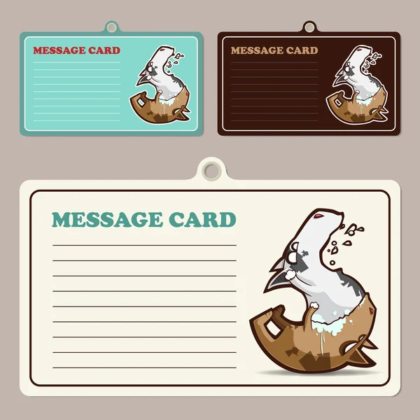 Conjunto de tarjetas de mensaje vectorial con personaje de perrito de dibujos animados . — Vector de stock
