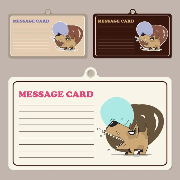 Conjunto de tarjetas de mensaje vectorial con personaje de perrito de dibujos animados . — Archivo Imágenes Vectoriales