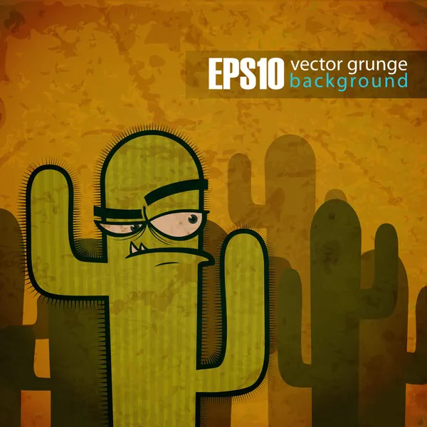 Fondo vintage EPS10 con carácter de cactus . — Vector de stock