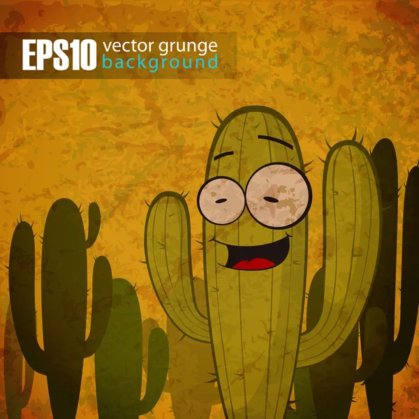 Fondo vintage EPS10 con carácter de cactus . — Vector de stock