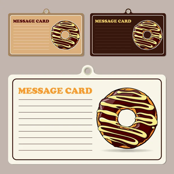 Karikatür donuts ile vektör mesaj kart dizisini. — Stok Vektör