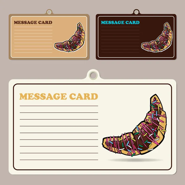 Jeu de cartes à message vectoriel avec beignets de dessin animé . — Image vectorielle