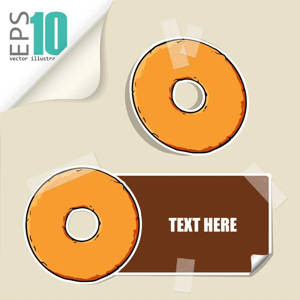 Conjunto de cartões de mensagens vetoriais com donuts de desenhos animados . — Vetor de Stock