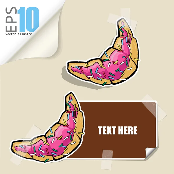 Set of vector message cards with cartoon donuts. — Stock Vector