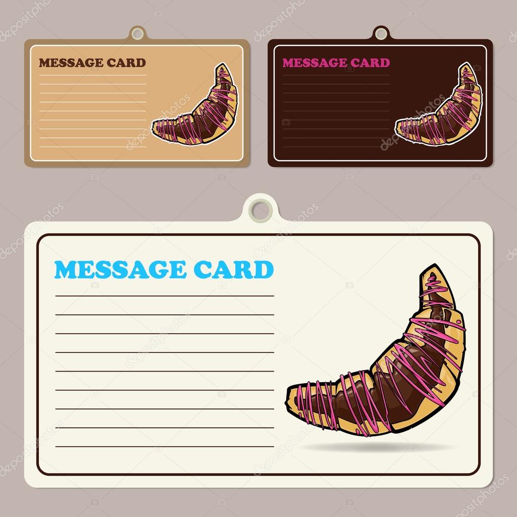 Set of vector message cards with cartoon donuts.