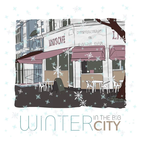 L'hiver en ville. Illustration vectorielle . — Image vectorielle