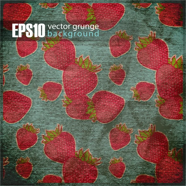 Eps10 vintage bakgrund med jordgubbar — Stock vektor