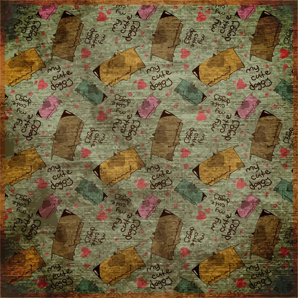 EPS10 vintage background with funny doggies — Stok Vektör