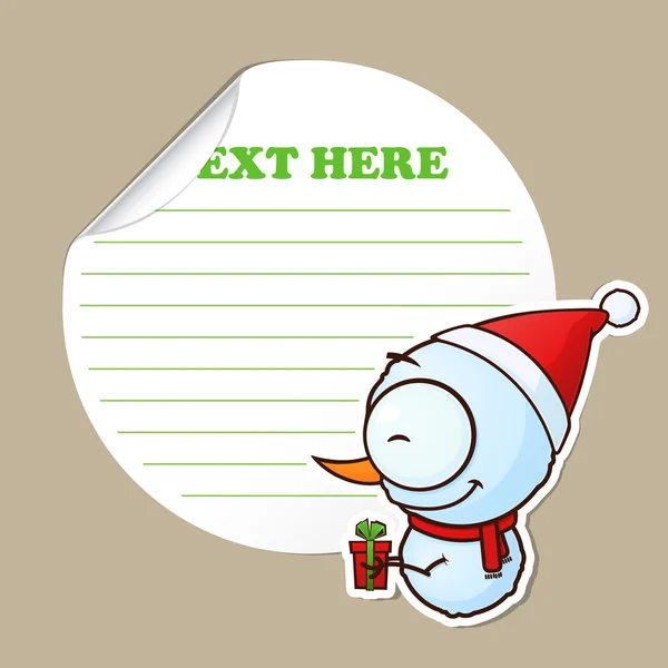 Message sticker with funny cartoon snowman. Vector. EPS10 — Stock Vector