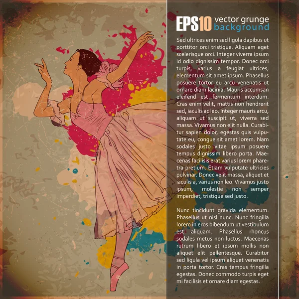 EPS10 fondo vintage con balerina — Archivo Imágenes Vectoriales