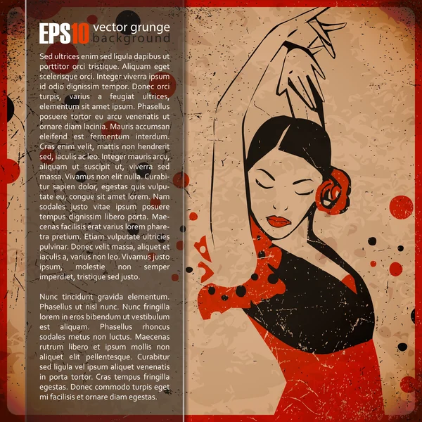Vintage Hintergrund mit Flamenco-Tänzerin. — Stockvektor