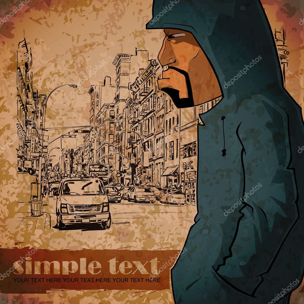 Fond Dessin Homme Capuche Image Vectorielle Fond Vintage EPS10 Avec  Caractère Graffiti Par, image size:1024x1024