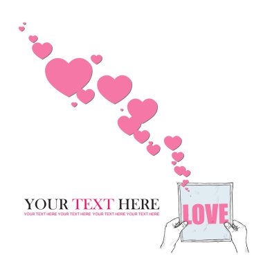 elleri ve kalp içinde sayfa. tasarlamak vektör çizim