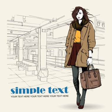 sexy fashion meisje op een grunge achtergrond. vector illustrator