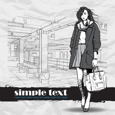 sexy fashion meisje op een grunge achtergrond. vector illustrator