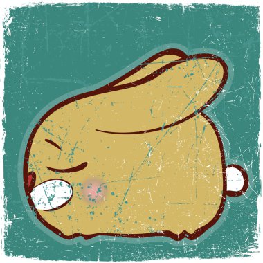 komik karikatür tavşan ile hayvan grunge kartı.