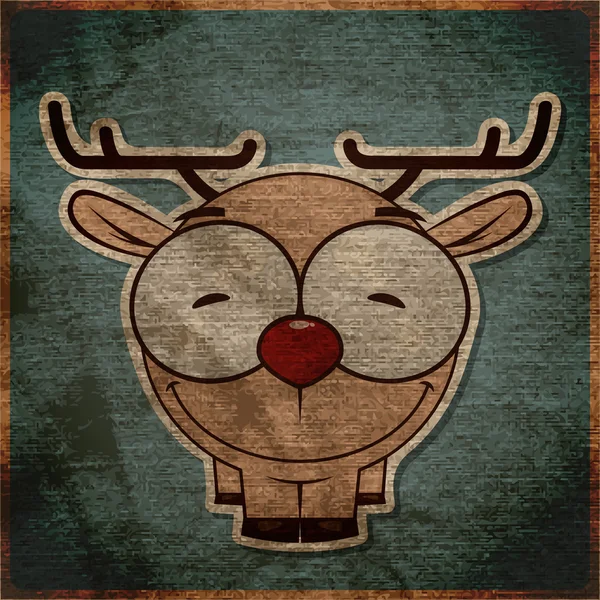 Animal grunge card with funny cartoon deer. — Stock Vector