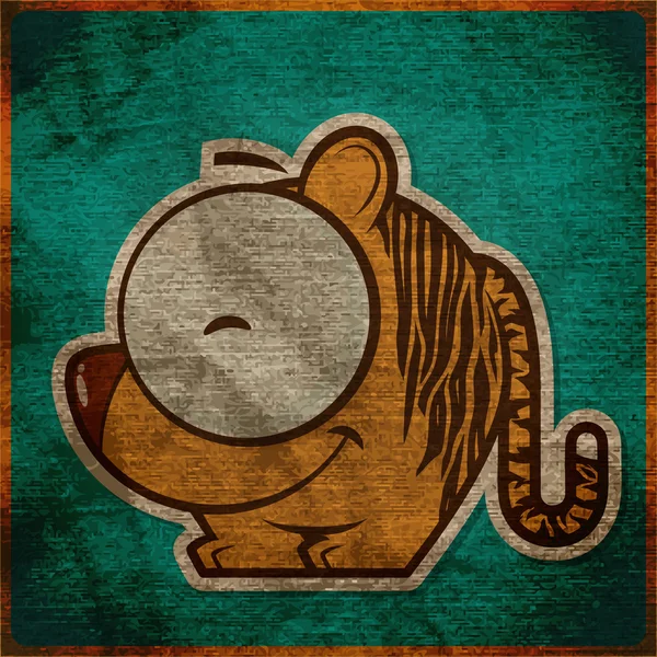 Tarjeta de felicitación animal con divertido tigre de dibujos animados . — Archivo Imágenes Vectoriales