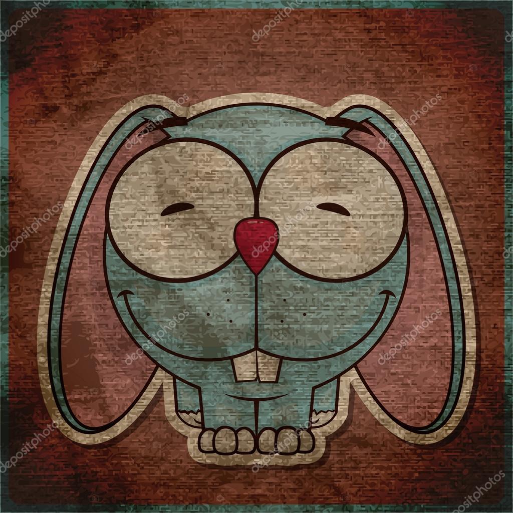 Animal grunge card with funny cartoon rabbit. Stock Vector by ©R_lion_O ...