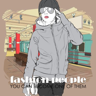 sexy fashion meisje op een grunge achtergrond. vector illustrator