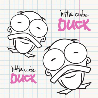sevimli çizgi duck karakteri ile vektör kartı.