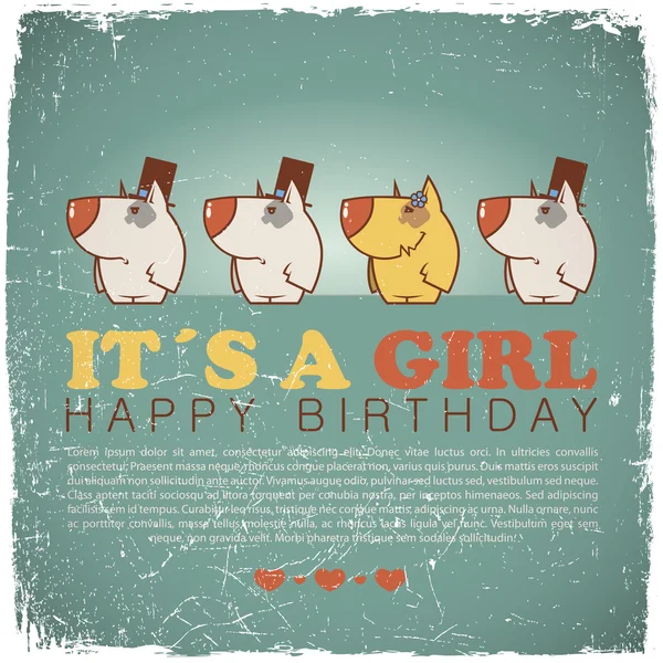 Lustige Glückwunschkarte zum Geburtstag mit niedlichen Cartoon-Hunden. — Stockvektor