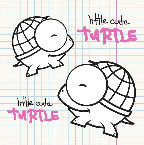 Carte vectorielle esprit personnage de tortue de dessin animé mignon — Image vectorielle