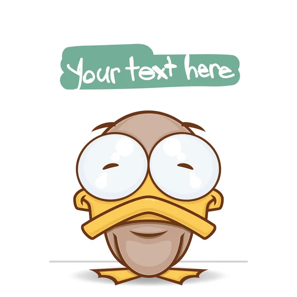 Tarjeta vectorial con lindo personaje de pato de dibujos animados . — Vector de stock