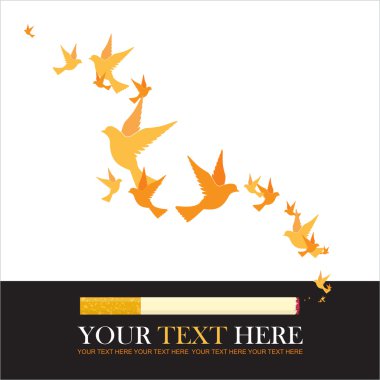 Sigara ve kuşlar tasarlamak vektör çizim.