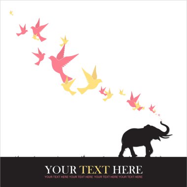 fil ve kuşlar tasarlamak vektör çizimi.