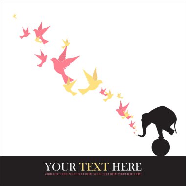 fil ve kuşlar tasarlamak vektör çizimi.