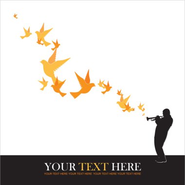 caz yapıcı ve kuşlar tasarlamak vektör çizimi.