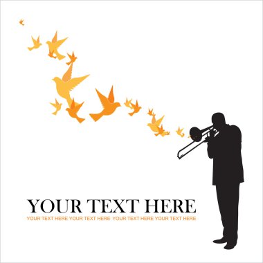 caz yapıcı ve kuşlar tasarlamak vektör çizimi.