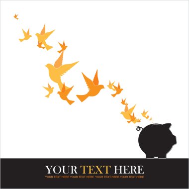 kumbara ve kuşlar tasarlamak vektör çizimi.