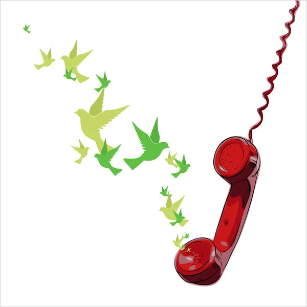 Ilustração vetorial abstrata de telefone e aves . — Vetor de Stock