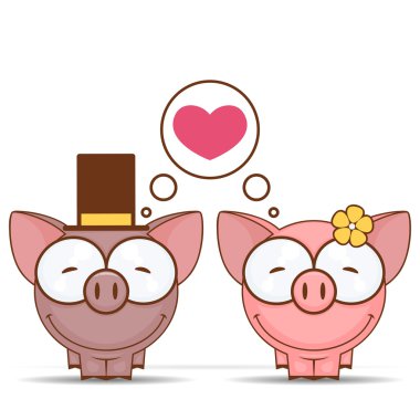 piggy çizgi film karakterleri ile Sevgililer günü tebrik kartı.