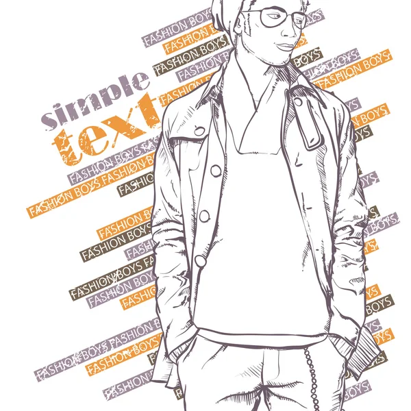 Mec élégant sur fond de grunge. Illustration vectorielle . — Image vectorielle