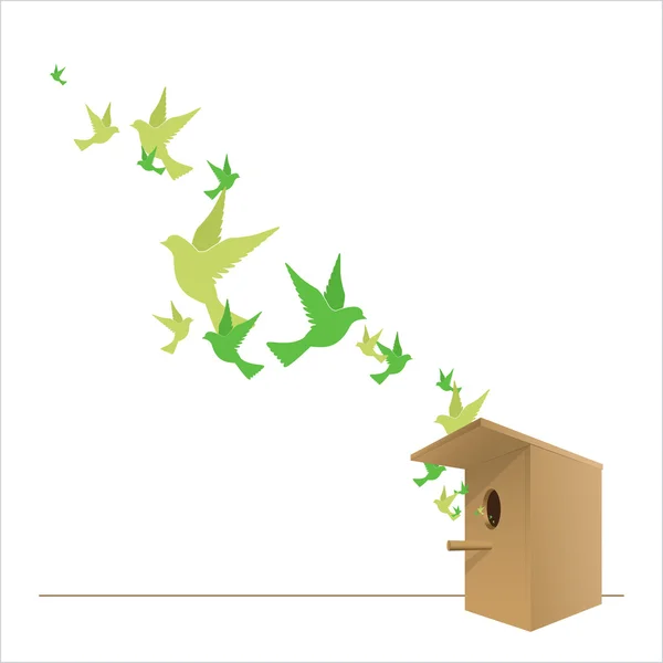 Abstraktní vektorová ilustrace holubník a ptáků — Stockový vektor