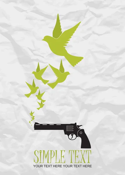 Abstract vectorillustratie van revolver en vogels. — Stockvector