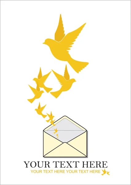 Abstract vector illustration of envelope and birds. — Stock Vector